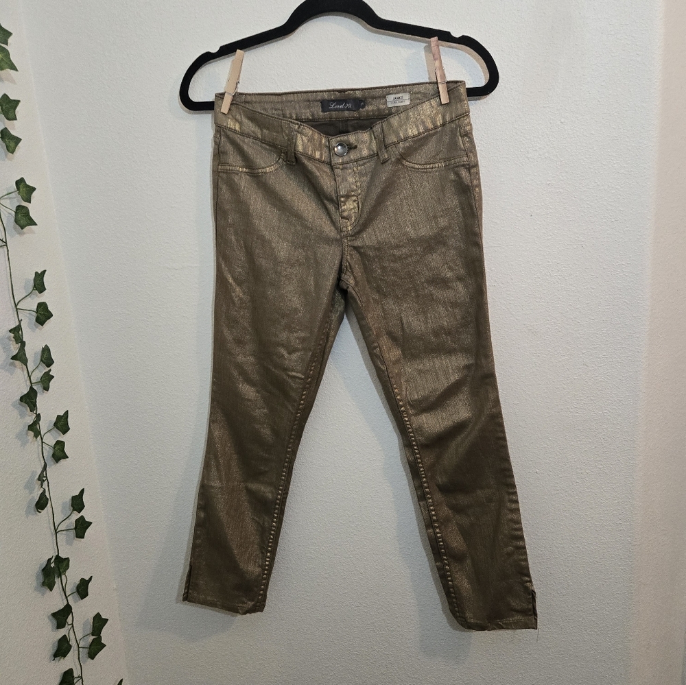 Anthropologie Level 99 Janice Ultra Skinny Crop Gold Size 29